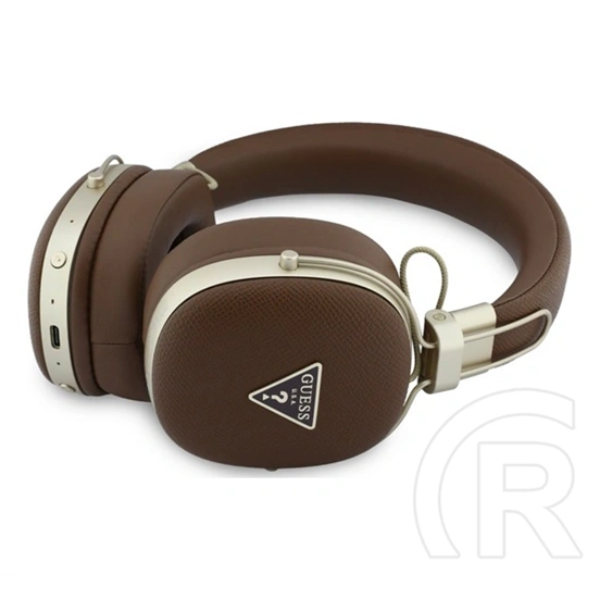 CG Mobile guess pu grained triangle gold metal logo bluetooth fejhallgató sztereo (v5.4, mikrofon, zajszűrő) sötétbarna