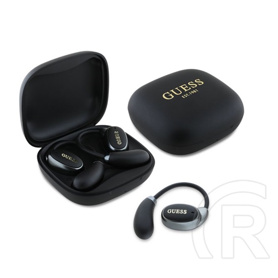 CG Mobile guess satin classic logo bluetooth fülhallgató  (v5.4, tws, fülre akasztható, mikrofon + töltőtok) fekete