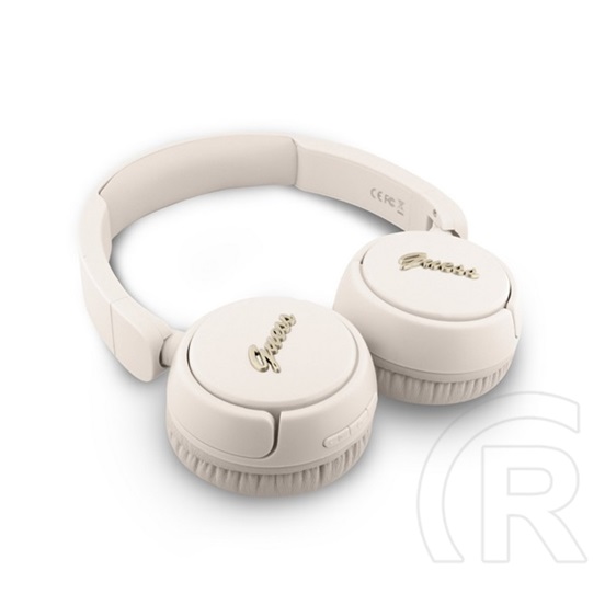 CG Mobile guess script metal logo bluetooth fejhallgató sztereo (v5.3, mikrofon, ipx4 vízálló) bézs
