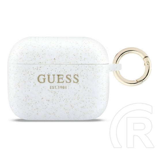 CG Mobile guess silicone glitter ring szilikon tok (csillámporos, karabíner) fehér Apple airpods pro 3