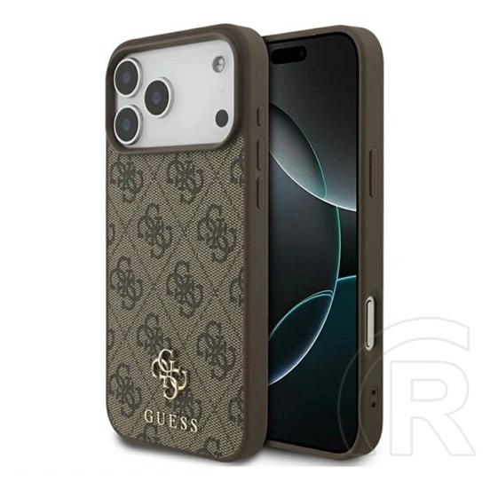 CG Mobile iPhone 18 Pro Max guess 4g small classic logo magsafe szilikon védő (ütésálló, bőr hatású, magsafe) sötétbarna
