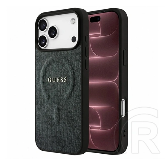 CG Mobile iPhone 18 Pro Max guess embossed 4g ring classic logo szilikon védő (ütésálló, bőr hatású, magsafe) fekete