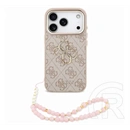 CG Mobile iPhone 18 Pro Max guess pu 4g metal logo strap műanyag védő (ütésálló, bőr hatású hátlap + kézpánt) rózsaszín