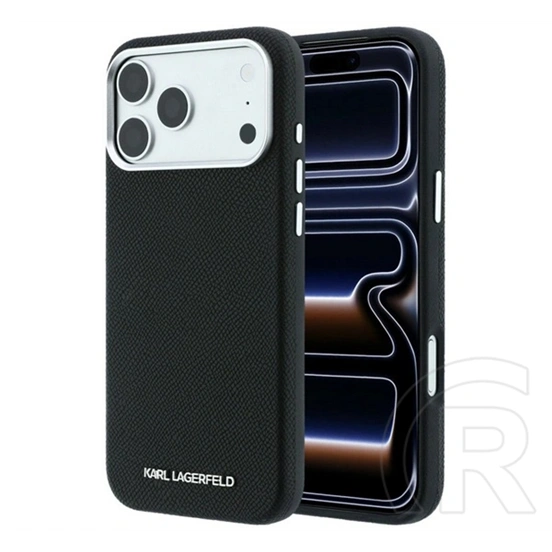 CG Mobile iPhone 18 Pro Max karl lagerfeld grained elongated logo szilikon védő (ütésálló, bőr hatású, magsafe) fekete