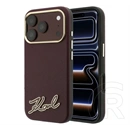 CG Mobile iPhone 18 Pro Max karl lagerfeld grained with resin signature logo védő (eco bőr hatású, magsafe) burgundy