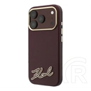 CG Mobile iPhone 18 Pro Max karl lagerfeld grained with resin signature logo védő (eco bőr hatású, magsafe) burgundy