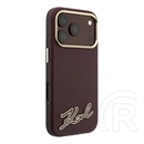 CG Mobile iPhone 18 Pro Max karl lagerfeld grained with resin signature logo védő (eco bőr hatású, magsafe) burgundy