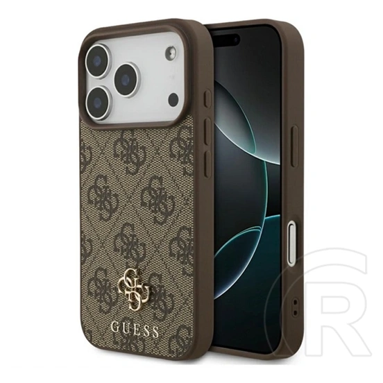 CG Mobile iPhone 18 Pro guess 4g small classic logo magsafe szilikon védő (ütésálló, bőr hatású, magsafe) sötétbarna