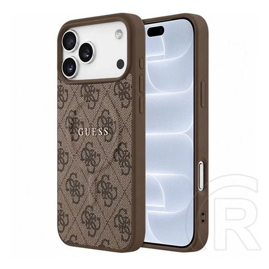 CG Mobile iPhone 18 Pro guess embossed 4g ring classic logo szilikon védő (ütésálló, bőr hatású, magsafe) sötétbarna
