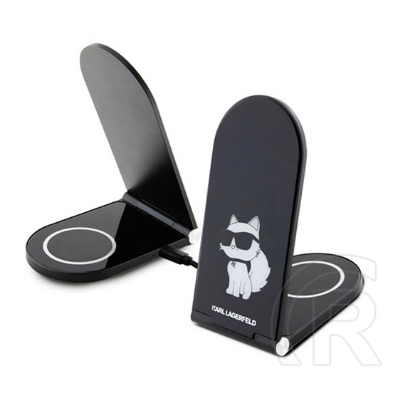 CG Mobile karl lagerfeld choupette asztali töltő 2in1 (15w, gyorstöltő, wireless, magsafe, Apple airpods töltő) fekete