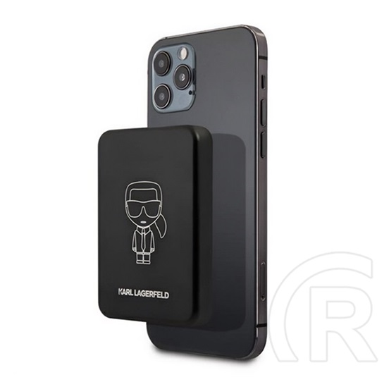 CG Mobile karl lagerfeld ikonik vésztöltő type-c aljzat (3000mah, 5w, wireless, magsafe, led jelzés) fekete