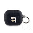 CG Mobile karl lagerfeld pu embossed karl head szilikon tok (ütésállóság, karabíner) fekete Apple airpods 3