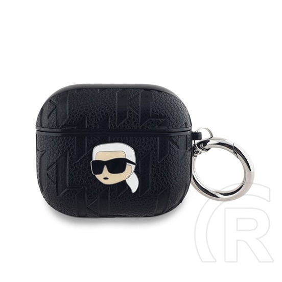 CG Mobile karl lagerfeld pu embossed karl head szilikon tok (ütésállóság, karabíner) fekete Apple airpods 3