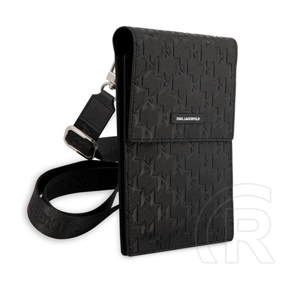 CG Mobile karl lagerfeld saffiano monogram kézitáska álló (univerzális, bőr hatású, vállpánt) fekete