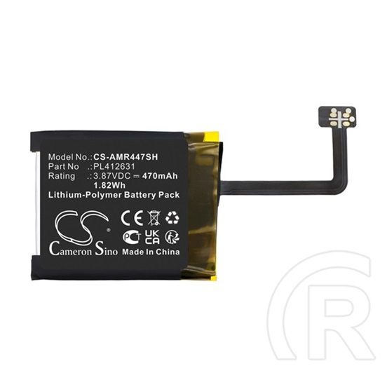 Cameron Sino Amazfit GTR 47mm li-polymer akku (3.87v / 470mah, amazfit pl412631 kompatibilis) fekete