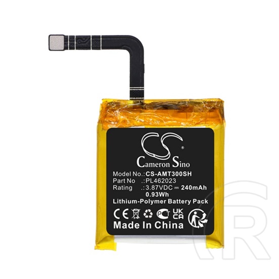 Cameron Sino Amazfit GTS 3 li-polymer akku (3,87v/240mah, Amazfit pl462023 kompatibilis) fekete