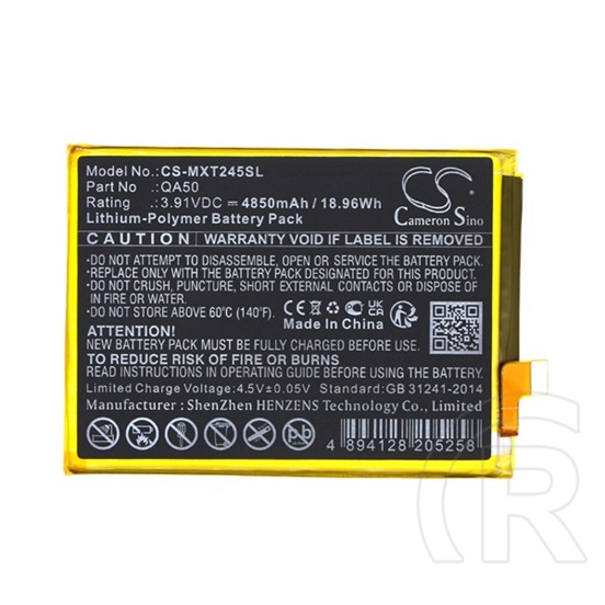 Cameron Sino Motorola Moto G24 (XT2423)  li-polymer akku (3.91v / 4850mah, motorola qa50 kompatibilis) fekete