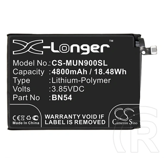 Cameron Sino akku 4800mah li-polymer (Xiaomi BN54 kompatibilis, 3.85V, fekete)