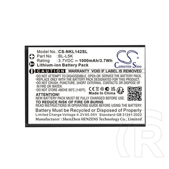 Cameron Sino li-ion akku (3.7v / 1000mah, Nokia bl-l5k kompatibilis) fekete