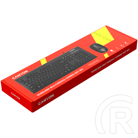 Canyon SET-W4 Wireless billentyűzet + egér (HU, USB, fekete)