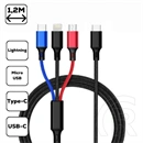 Cellect 3in1 Lightning/Micro-USB/USB-C töltő- és adatkábel 1.2 m (fekete, USB-C)