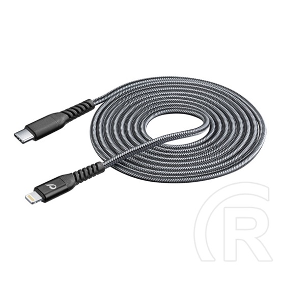 Cellularline adat- és töltőkábel (USB-C dugó / Lightning 8 pin dugó, 120 cm, kevlár borítás, fekete)