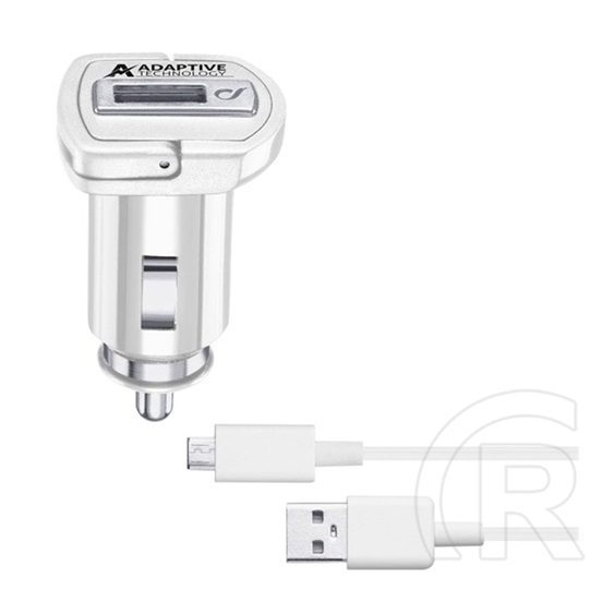 Cellularline autós töltő usb aljzat (5v / 2400 ma, 15w, adaptív gyorstöltés támogatás + microusb kábel) fehér