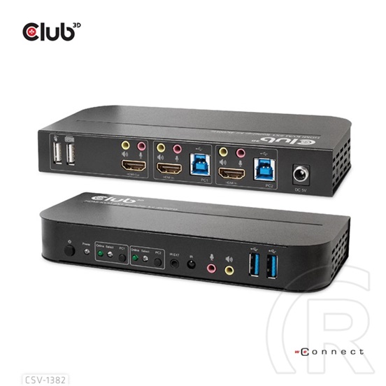 Club3D 2x1 KVM switch CSV-1382, HDMI + USB, 4k@60Hz