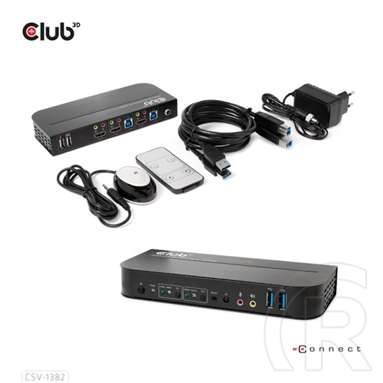Club3D 2x1 KVM switch CSV-1382, HDMI + USB, 4k@60Hz