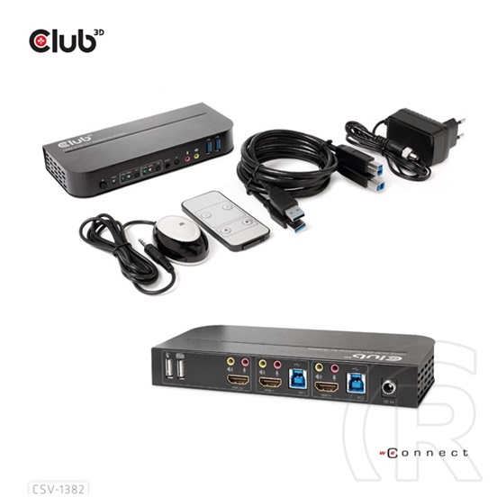 Club3D 2x1 KVM switch CSV-1382, HDMI + USB, 4k@60Hz