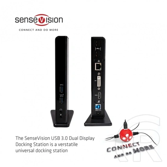 Club3D CSV-3242HD USB Gen1 dupla kijelzős dokkoló (HDMI, DVI-I, 4×USB2.0, 2×USB Gen1 Type-A, USB Type-B bemenet, RJ45 Gi