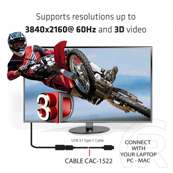 Club3D USB Type-C Gen 2 aktív kábel 1 m (fekete, USB-C - USB-C, 10Gbps, 4K60Hz, PD 100W)
