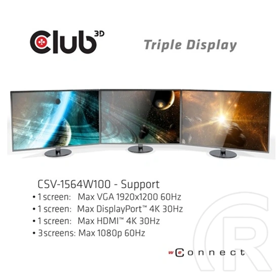 Club3D USB Type-C dokkoló (3× USB-C 3.2 Gen1, 4× USB-A, HDMI, DisplayPort, VGA, microSD/SD, Gigabit LAN, 3,5 mm jack, PD