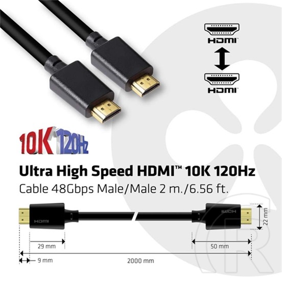 Club3D Ultra High Speed HDMI kábel (10K 120Hz, 48Gbit, 2 m)