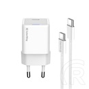 ColorWay AC töltő GaN Mini 25W (PD, PPS, USB-C, Type-C kábel, CW-CHS052PDC-WT, fehér)