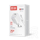 ColorWay AC töltő GaN Mini 25W (PD, PPS, USB-C, Type-C kábel, CW-CHS052PDC-WT, fehér)