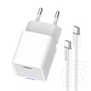 ColorWay AC töltő GaN Mini 25W (PD, PPS, USB-C, Type-C kábel, CW-CHS052PDC-WT, fehér)