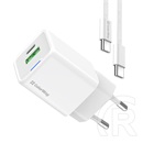 ColorWay AC töltő GaN Mini 30W (Type-C PD + USB A, PD 3.0, PPS, QC4.0, Type-C kábel, CW-CHS053PDC-WT, fehér)