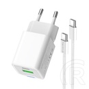 ColorWay AC töltő GaN Mini 30W (Type-C PD + USB A, PD 3.0, PPS, QC4.0, Type-C kábel, CW-CHS053PDC-WT, fehér)