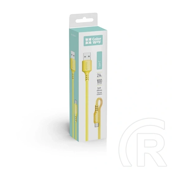 ColorWay CW-CBUC043-Y USB–Type-C töltő- és adatkábel (1 m, 2,4 A, sárga)