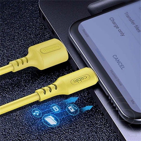 ColorWay CW-CBUC043-Y USB–Type-C töltő- és adatkábel (1 m, 2,4 A, sárga)