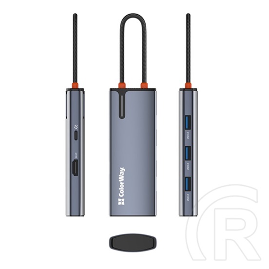 ColorWay CW-HUB01 USB-C 5 az 1-ben dokkoló (HDMI 4K 30Hz, USB-C PD 100W, 3x USB A 3.0, sötétszürke)