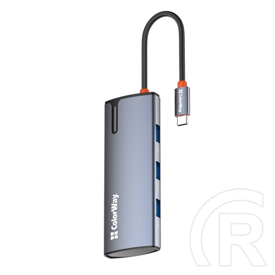 ColorWay CW-HUB01 USB-C 5 az 1-ben dokkoló (HDMI 4K 30Hz, USB-C PD 100W, 3x USB A 3.0, sötétszürke)