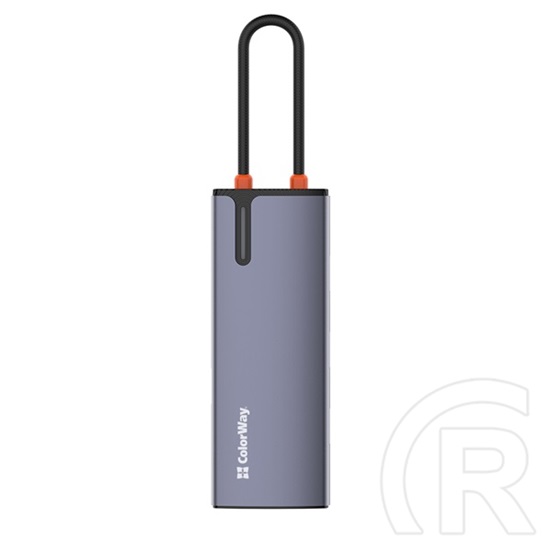 ColorWay CW-HUB03 USB-C dokkoló 6 az 1-ben (USB-C PD 100W, 3x USB 3.0, 1x USB 2.0, RJ45 Gigabit, sötétszürke)