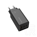 ColorWay GaN3 Pro Power Delivery töltő (65W, USB-A + 2× USB Type-C, PD 3.0, fekete)