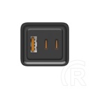 ColorWay GaN3 Pro Power Delivery töltő (65W, USB-A + 2× USB Type-C, PD 3.0, fekete)
