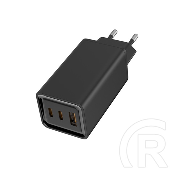 ColorWay GaN3 Pro Power Delivery töltő (65W, USB-A + 2× USB Type-C, PD 3.0, fekete)