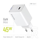 ColorWay GaN Mini AC töltő (45W, PD, PPS, 1x USB-C, fehér)