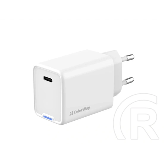 ColorWay GaN Mini AC töltő (45W, PD, PPS, 1x USB-C, fehér)
