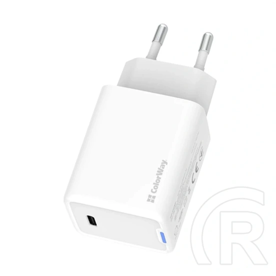 ColorWay GaN Mini AC töltő (45W, PD, PPS, 1x USB-C, fehér)